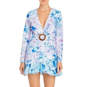 𝅺ROCOCO SAND Amaya Ruched Mini Dress In Blue Sz S